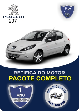 Retífica de motor Peugeot 207 com garantia pacote completo Rw motores
